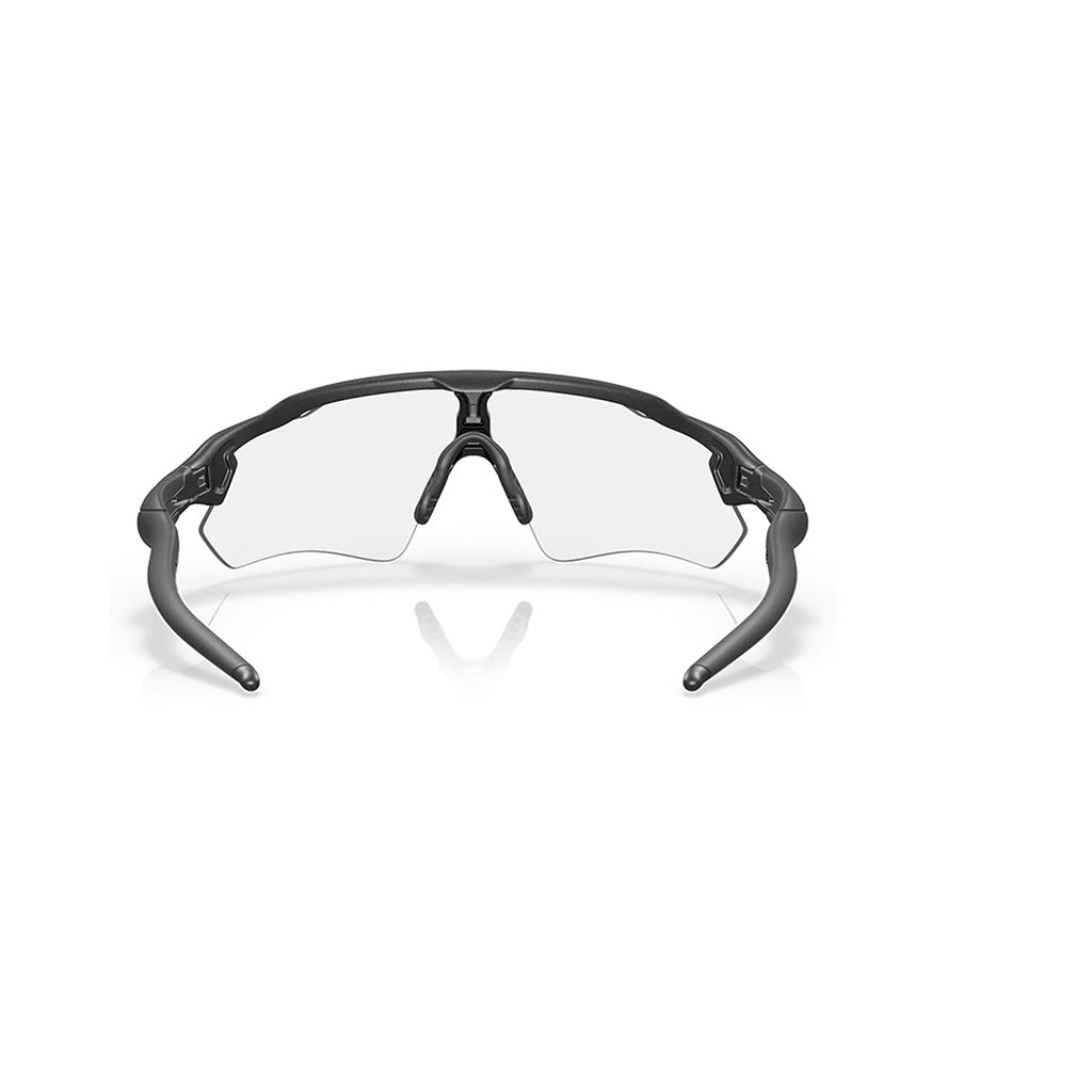 Radar Ev Path Solbriller i farven Steel W/Clear 50% sort Iridium Photochromic set bagfra
