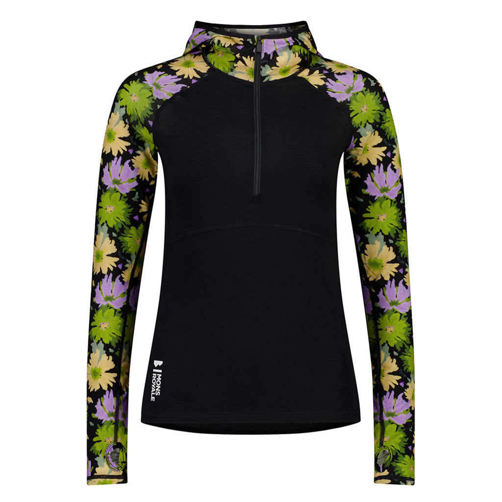 Bella Tech Hood Midlayer i farven Alpine Bloom / sort