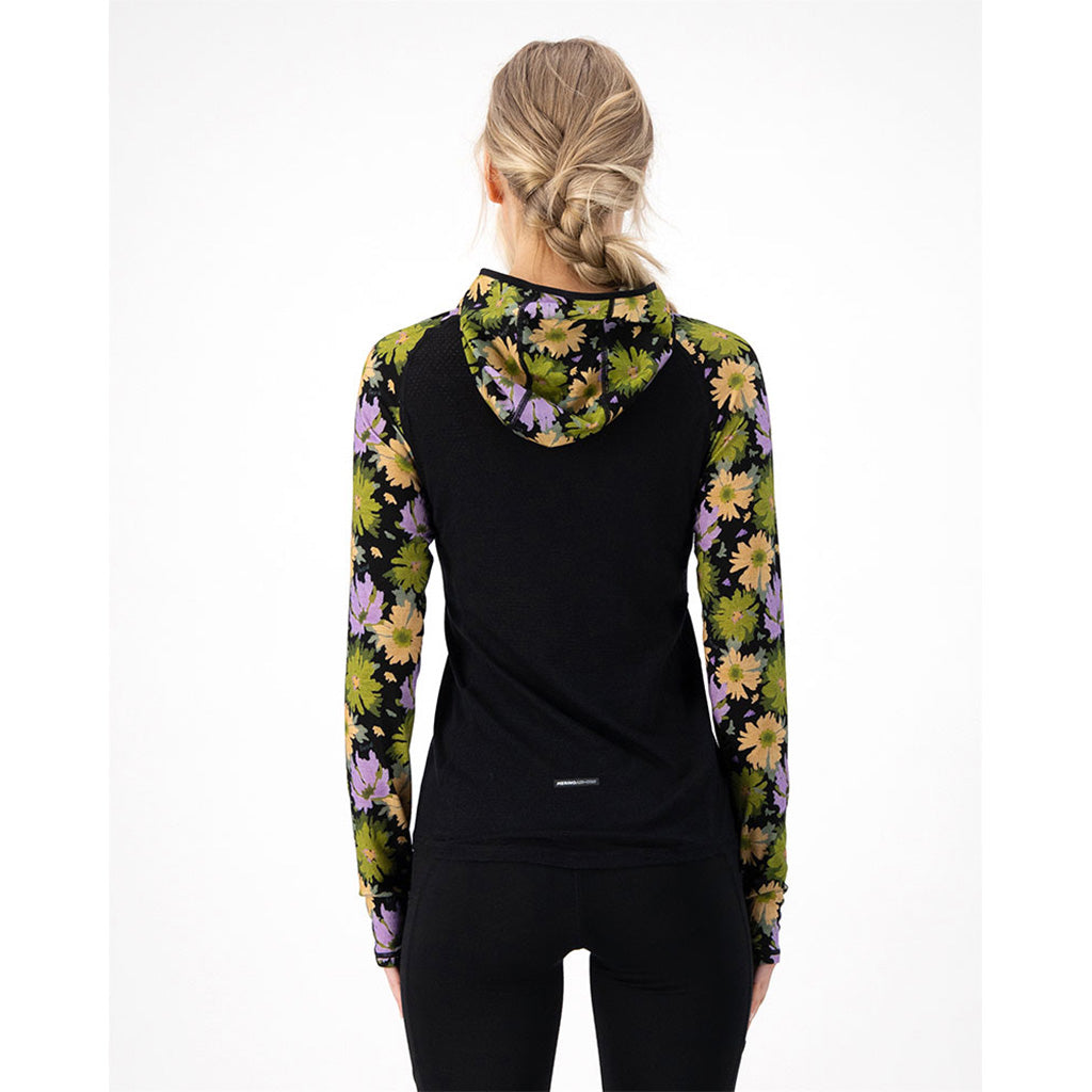 Bella Tech Hood Midlayer i farven Alpine Bloom / sort set bagfra