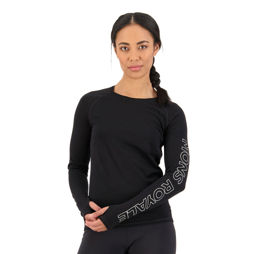 Skiundertøj, Bella Tech LS i farven sort set forfra på afstand