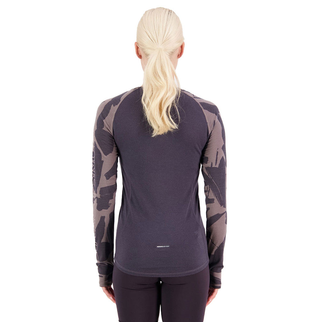 Skiundertøj, Bella Tech LS i farven Shale / Fragments set bagfra