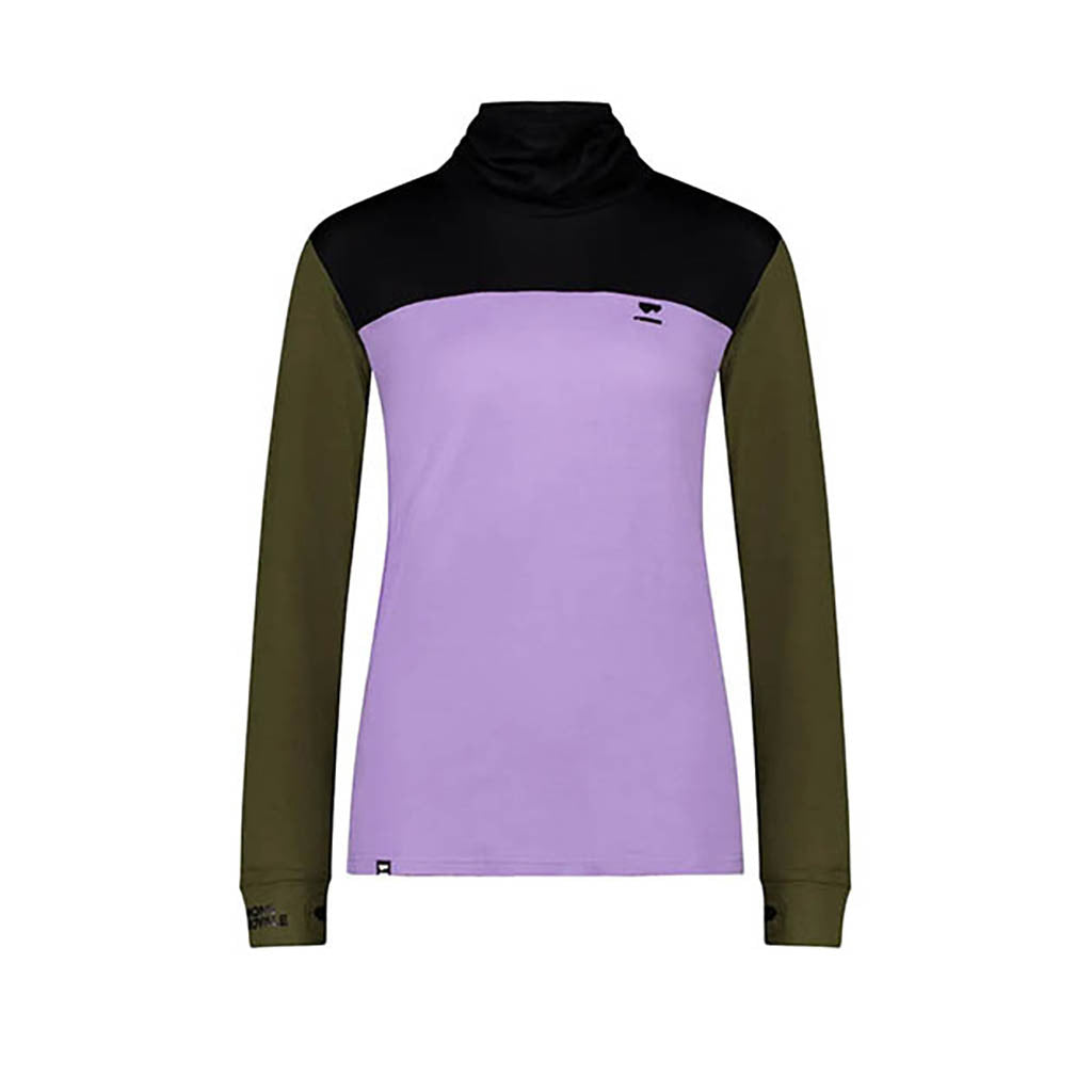 Yotei BF High Neck Midlayer i farven Lupin / Dark Olive / sort