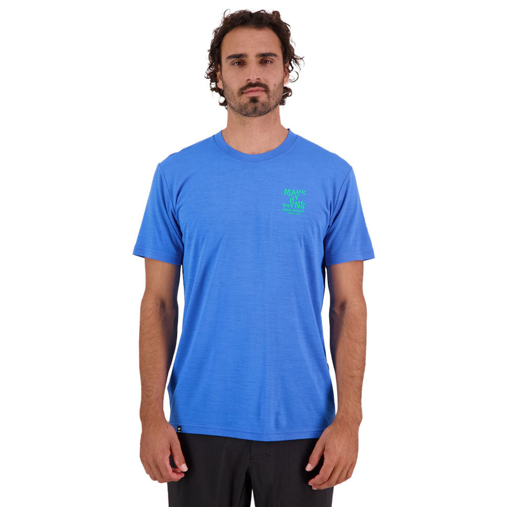 En T-Shirt, Icon i farven Pop blå set forfra