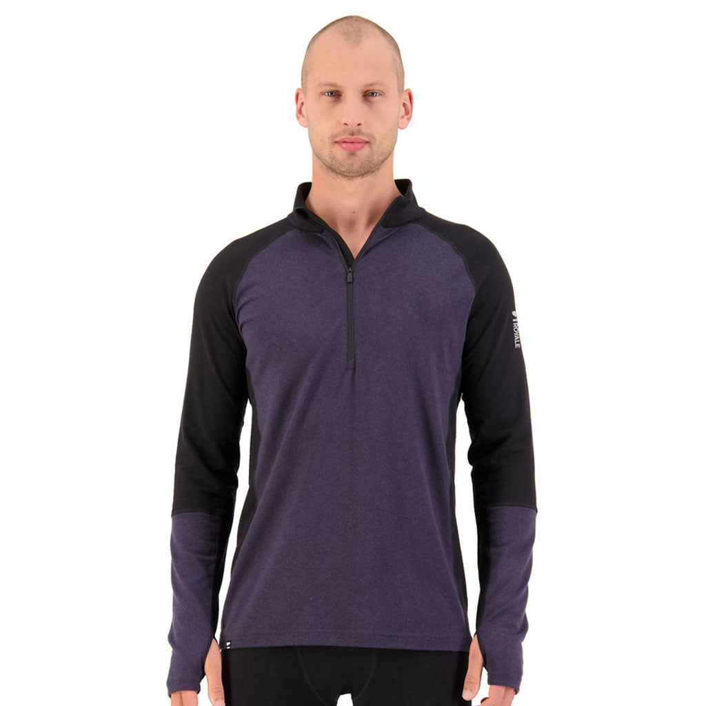 Skiundertøj, Olympus Half Zip i farven sort / 9 Iron set forfra