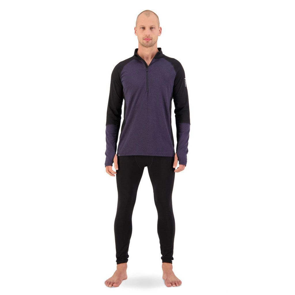 Skiundertøj, Olympus Half Zip i farven sort / 9 Iron set forfra