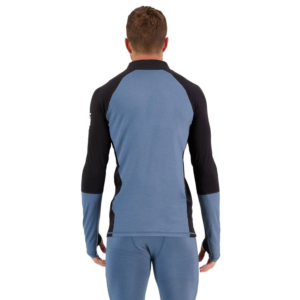 Skiundertøj, Olympus Half Zip i farven blå Slate / sort set bagfra