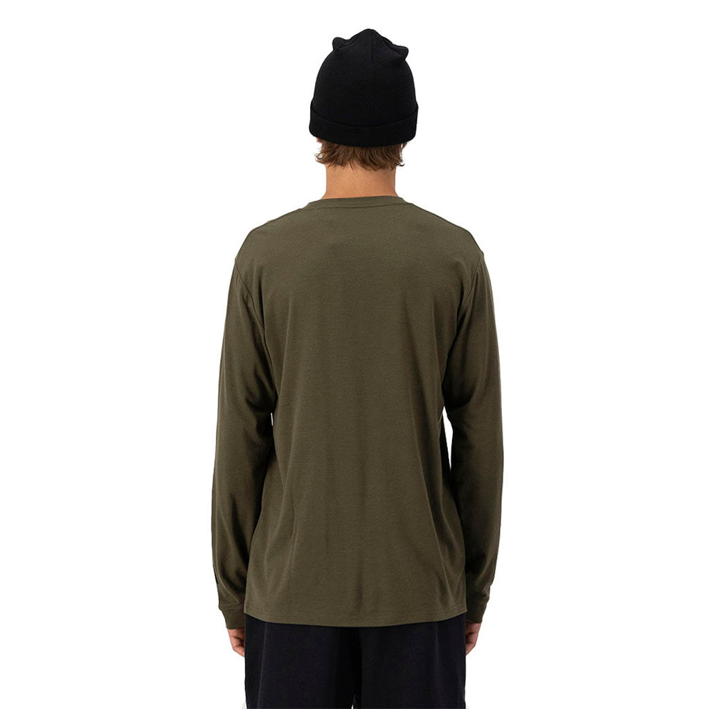 En T-Shirt, Icon LS i farven Dark Olive set bagfra