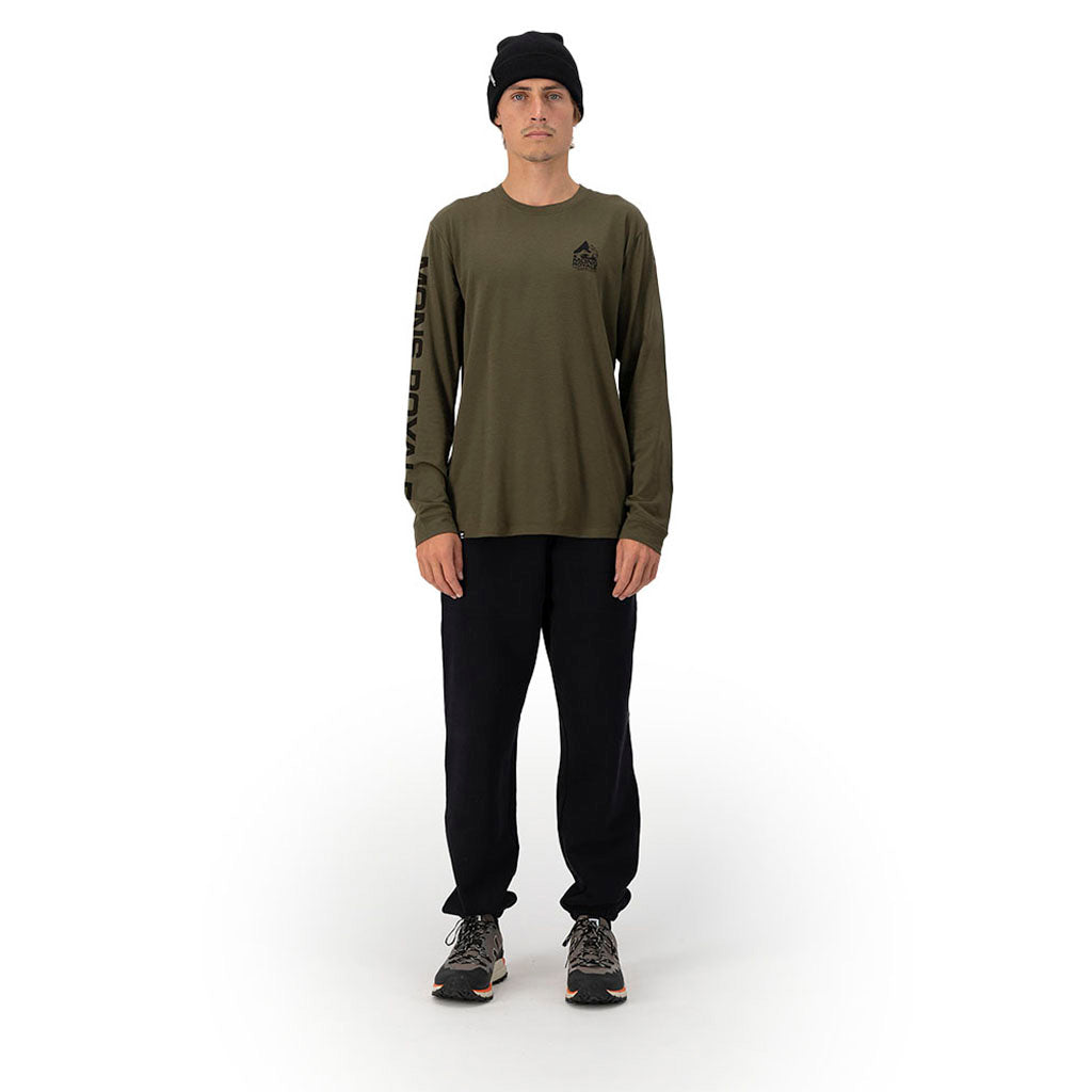 En T-Shirt, Icon LS i farven Dark Olive set forfra