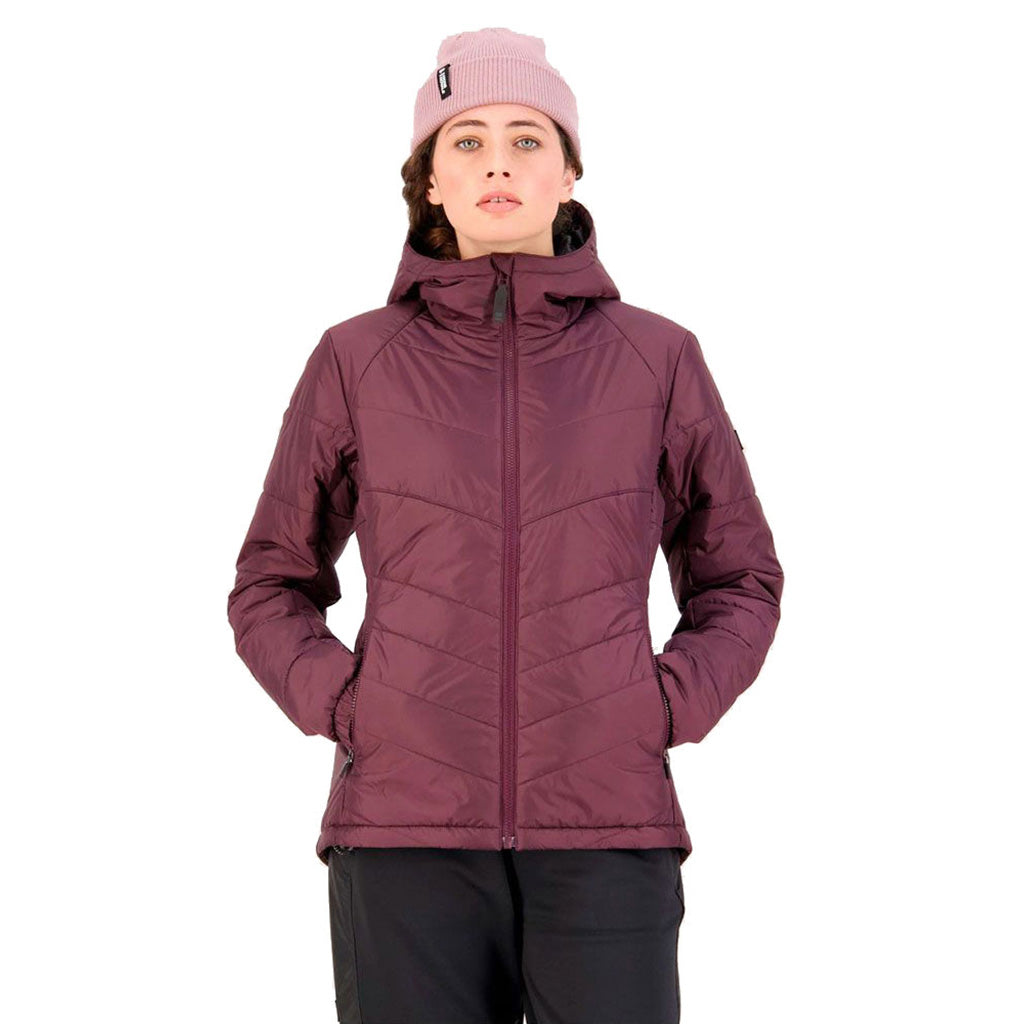 En Jakke, Nordkette Wool Insulation Hood i farven Wine set forfra