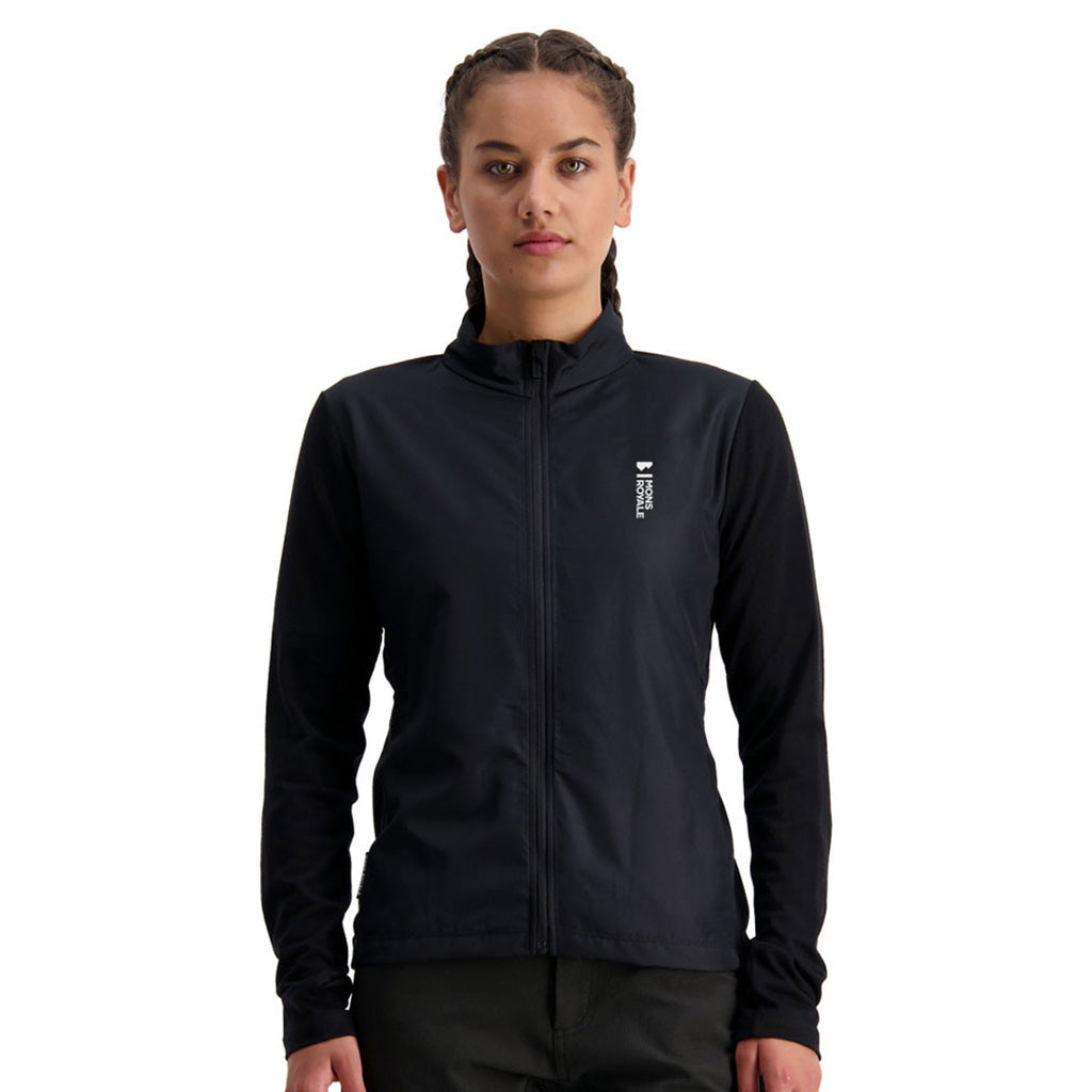 Skiundertøj, rødwood Wind i farven sort set forfra