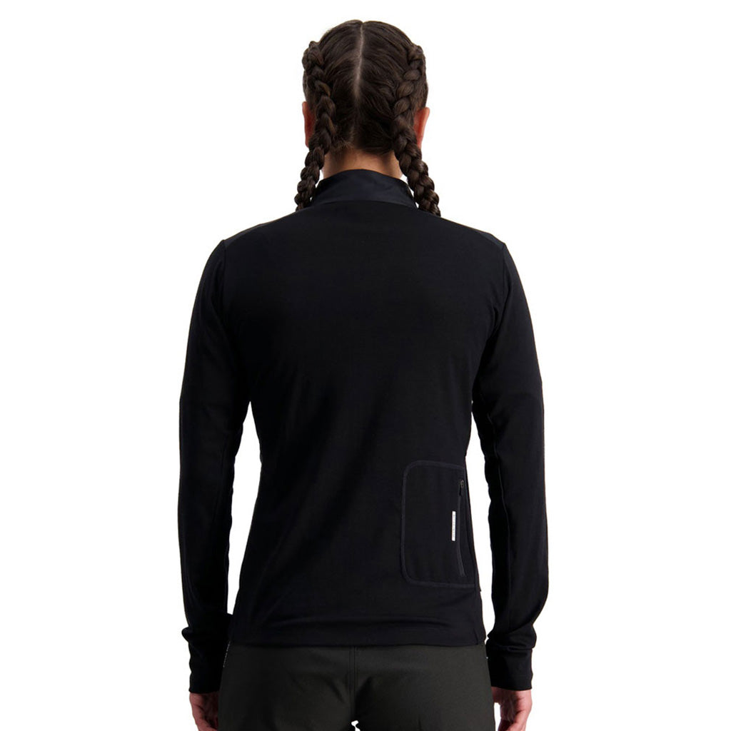 Skiundertøj, rødwood Wind i farven sort set bagfra