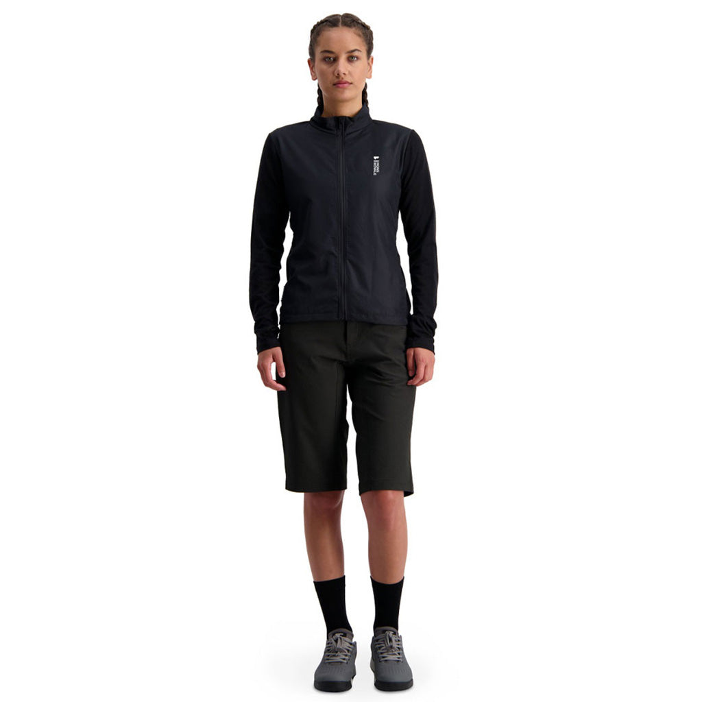 Skiundertøj, rødwood Wind i farven sort set forfra