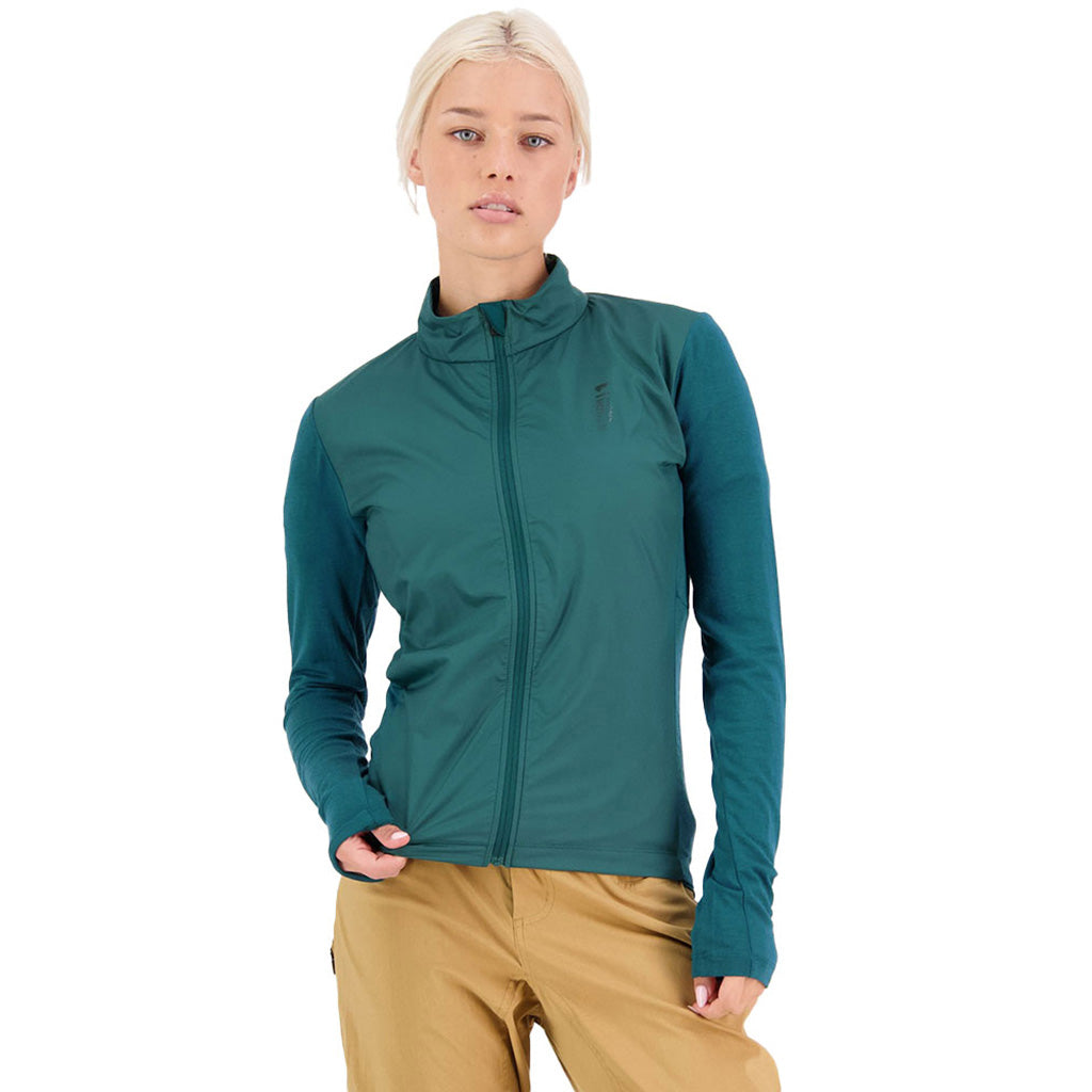 En MTB Jakke, rødwood Wind i farven Evergrøn set forfra