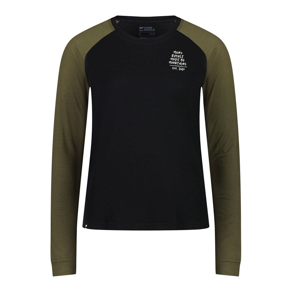 En T-Shirt, Icon Raglan i farven Dark Olive / sort