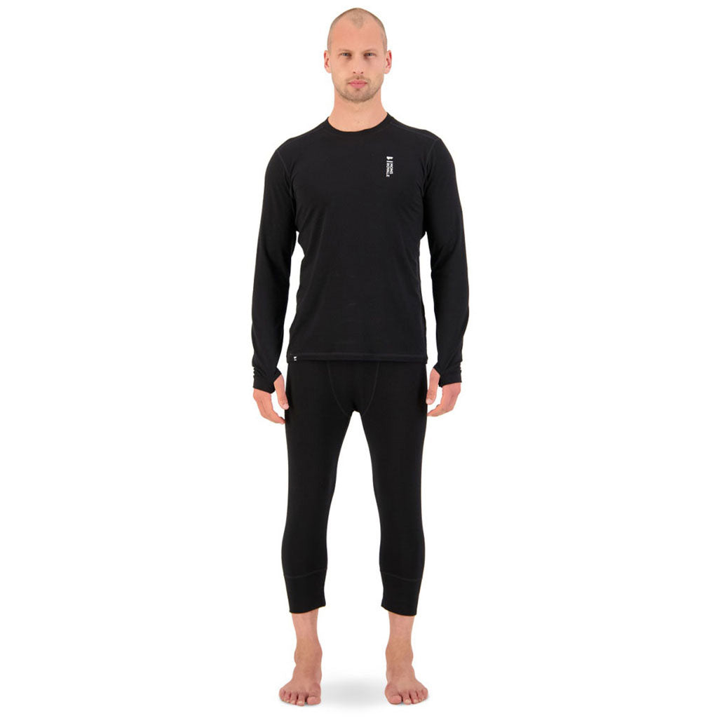 Skiundertøj, Cascade Merino Flex 200 LS i farven sort set forfra