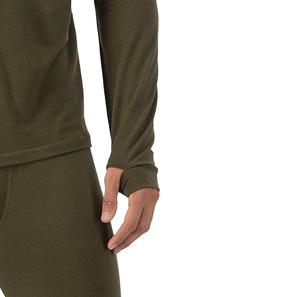 Skiundertøj, Cascade Merino Flex 200 LS i farven Dark Olive nærbillede