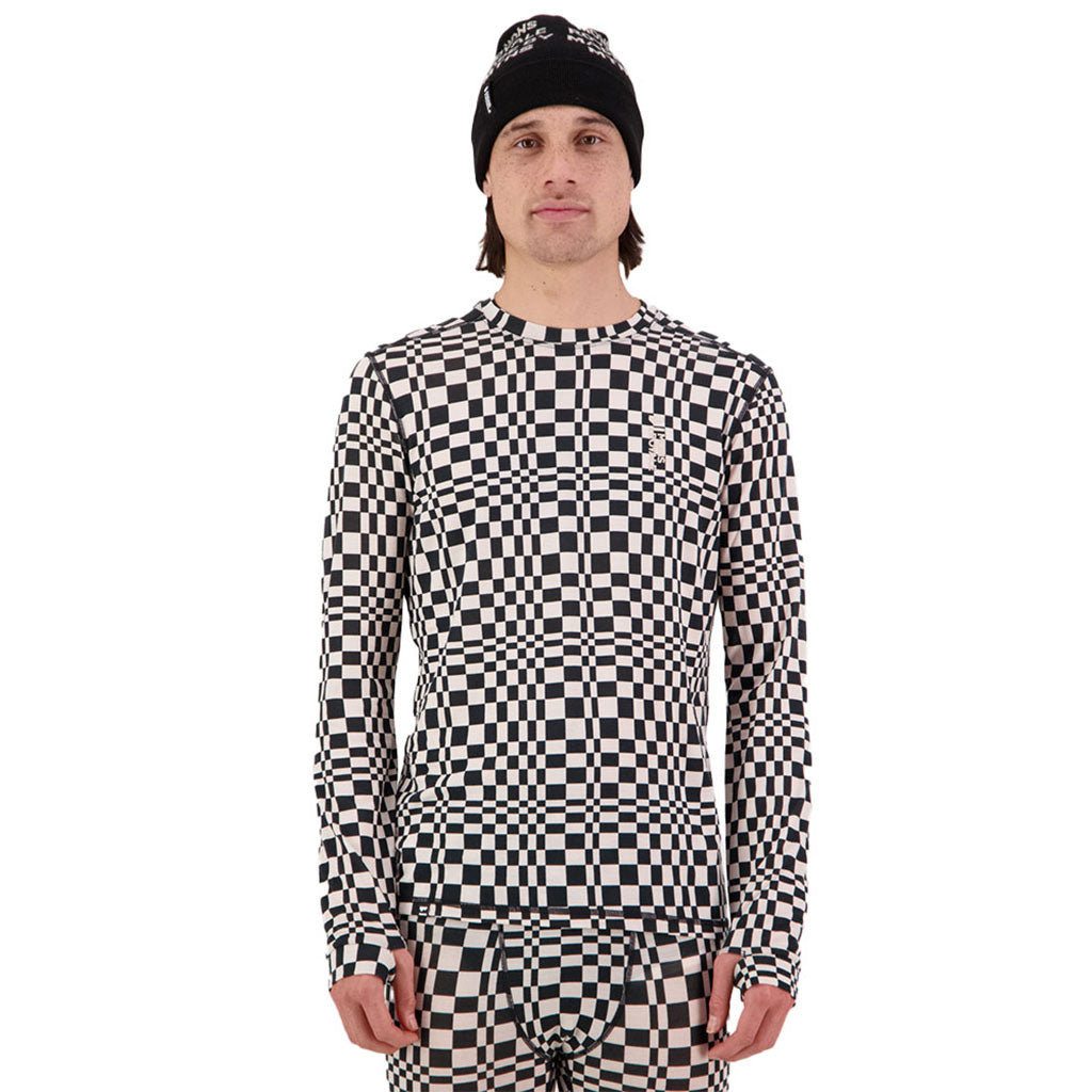 Skiundertøj, Cascade Merino Flex 200 LS i farven Checkers set forfra