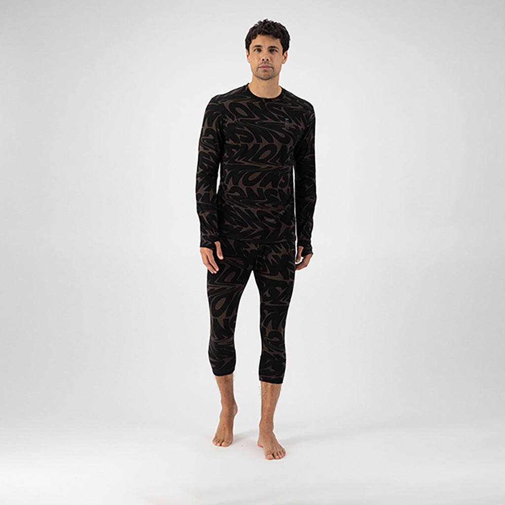 Skiundertøj, Cascade Merino Flex 200 LS i farven Signal Lost Cedar set forfra på mand