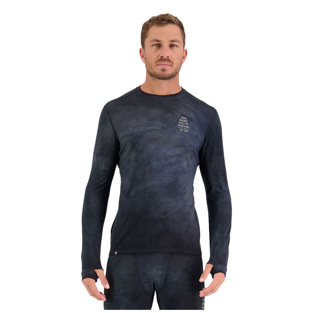 Skiundertøj, Cascade Merino Flex 200 LS i farven sort Acid Wash set forfra