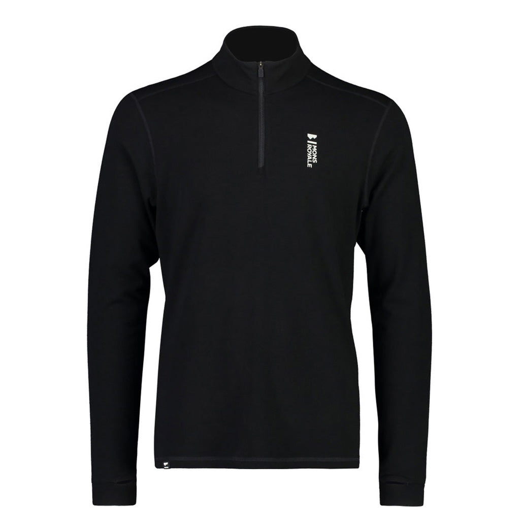 Skiundertøj, Cascade Merino Flex 200 1/4 Zip i farven sort set forfra