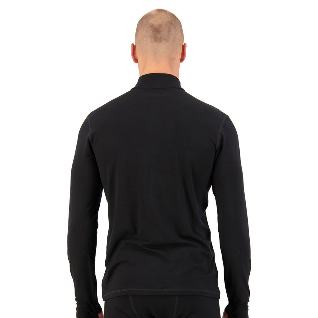 Skiundertøj, Cascade Merino Flex 200 1/4 Zip i farven sort set bagfra