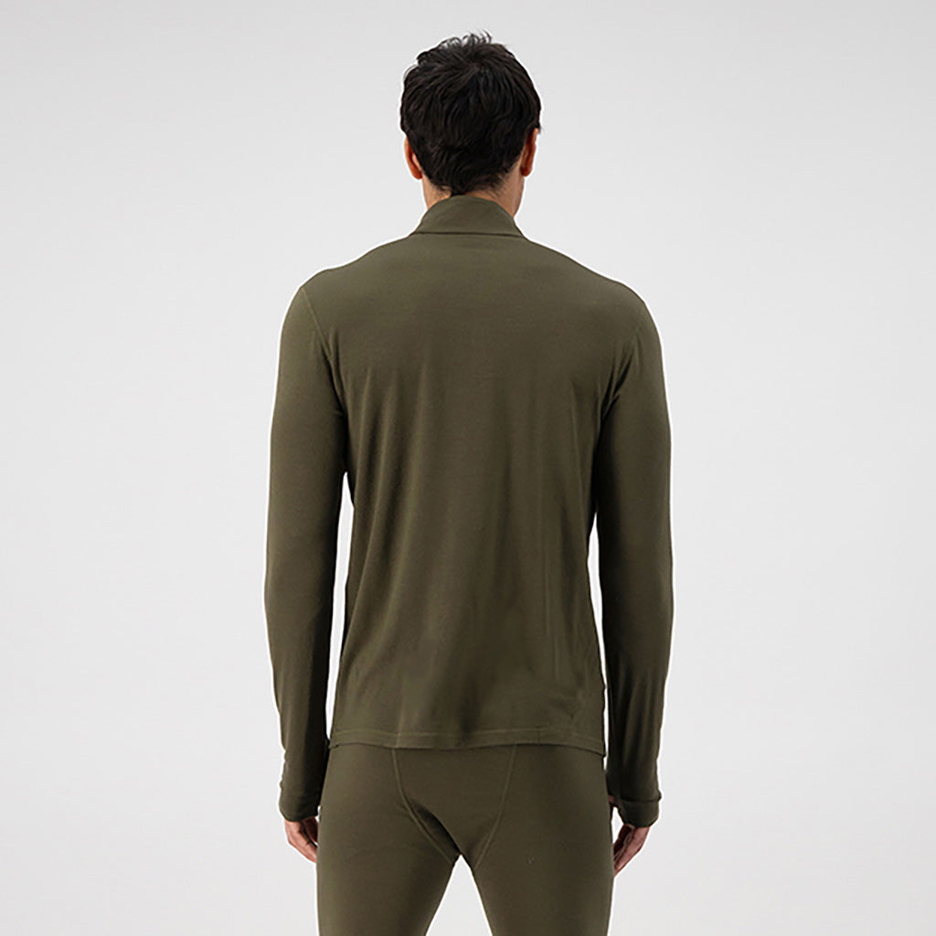 Skiundertøj, Cascade Merino Flex 200 1/4 Zip i farven Dark Olive set bagfra