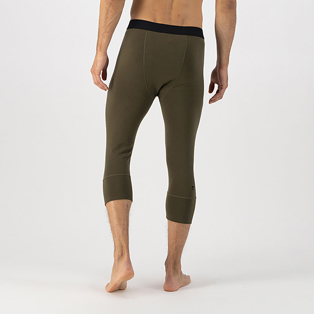 Skiundertøj, Cascade Merino Flex 200 3/4 i farven Dark Olive set bagfra