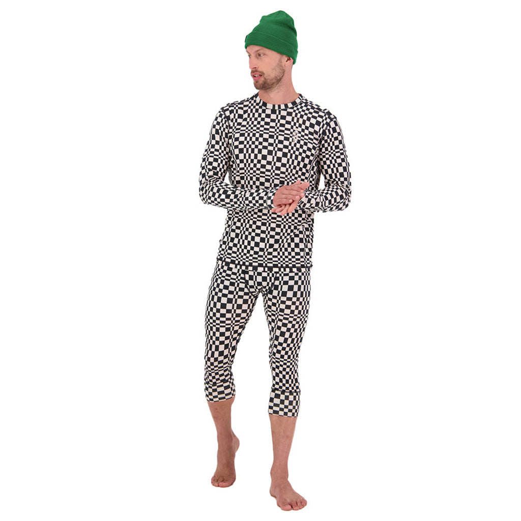 Skiundertøj, Cascade Merino Flex 200 3/4 i farven Checkers set fra venstre side