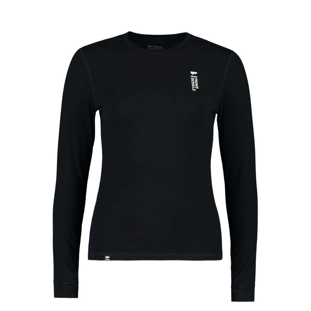 Skiundertøj, Cascade Merino Flex 200 LS i farven sort set forfra