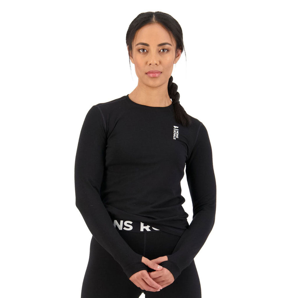 Skiundertøj, Cascade Merino Flex 200 LS i farven sort set forfra