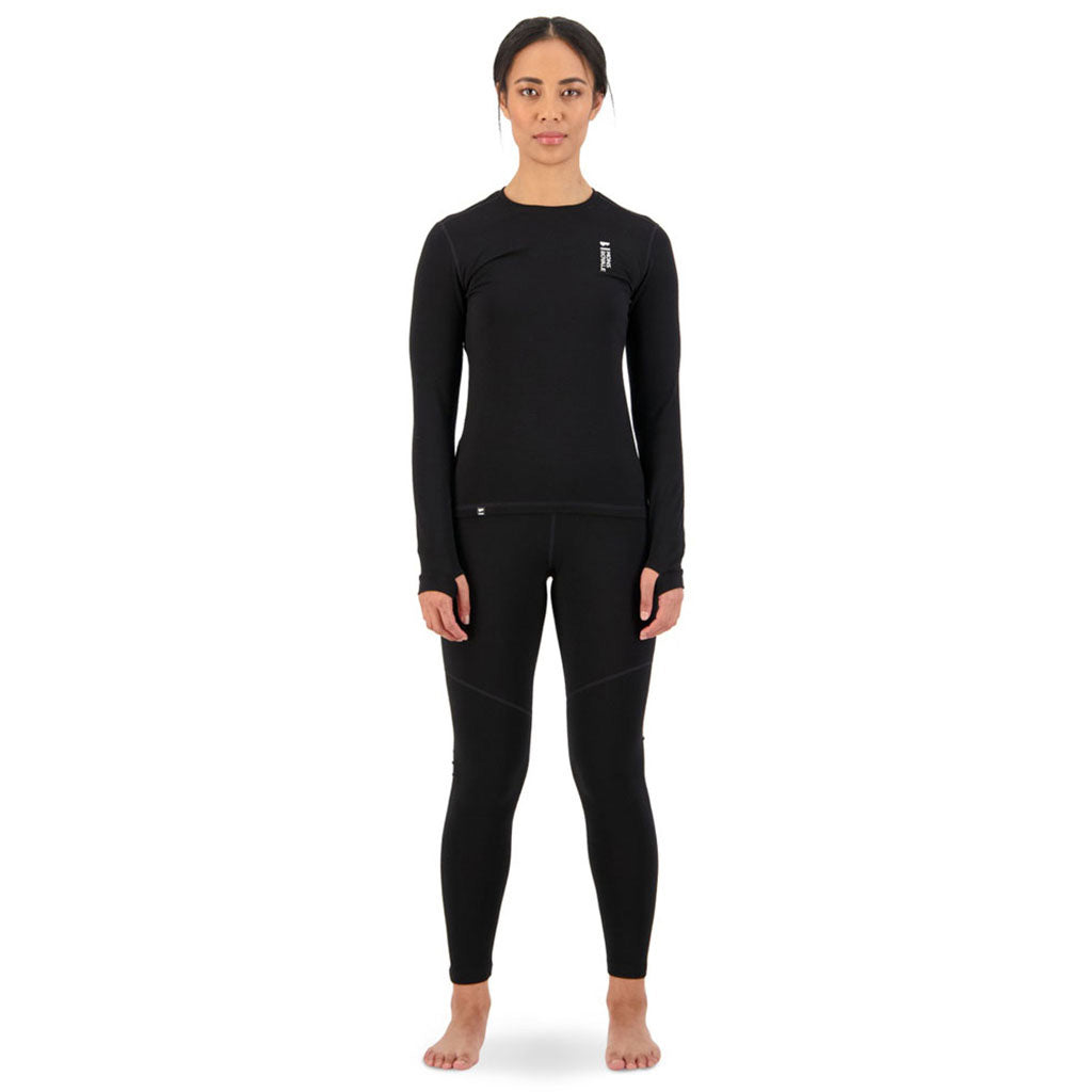 Skiundertøj, Cascade Merino Flex 200 LS i farven sort set forfra