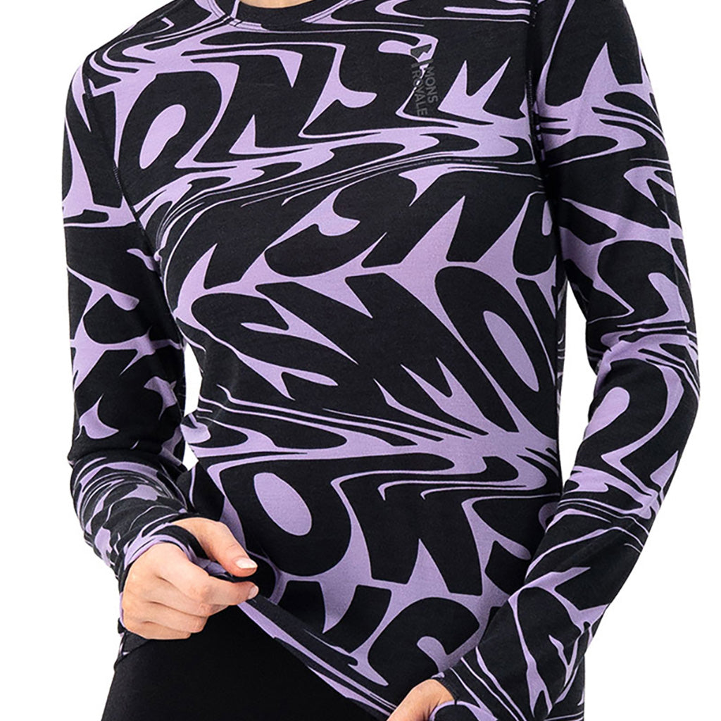 Skiundertøj, Cascade Merino Flex 200 LS i farven Signal Lost Lupin set forfra med skrå vinkel