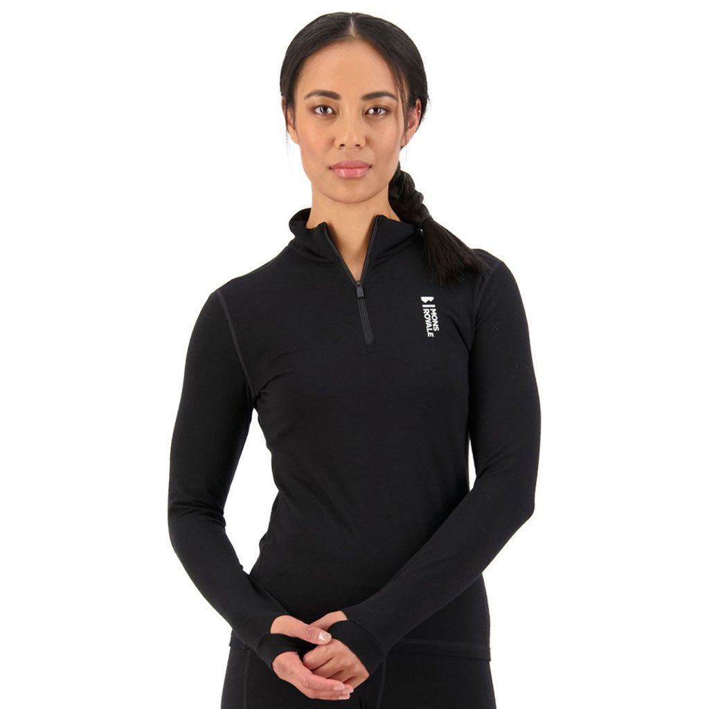 Skiundertøj, Cascade Merino Flex 200 1/4 Zip i farven sort set forfra