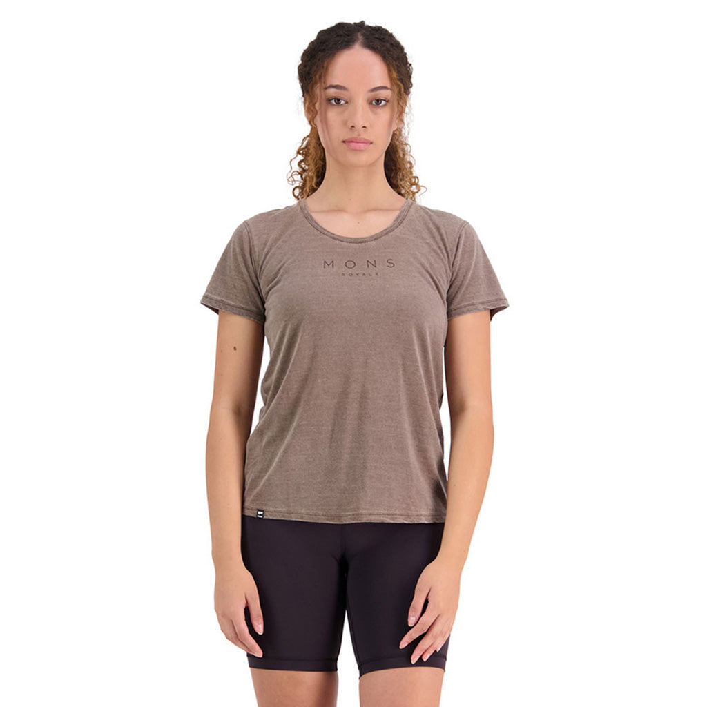 En T-Shirt, Zephyr Merino Cool i farven Walnut set forfra