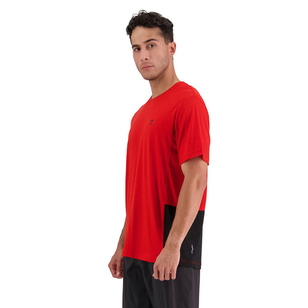 En T-Shirt, Tarn Merino Shift i farven Retro rød / sort set fra venstre side