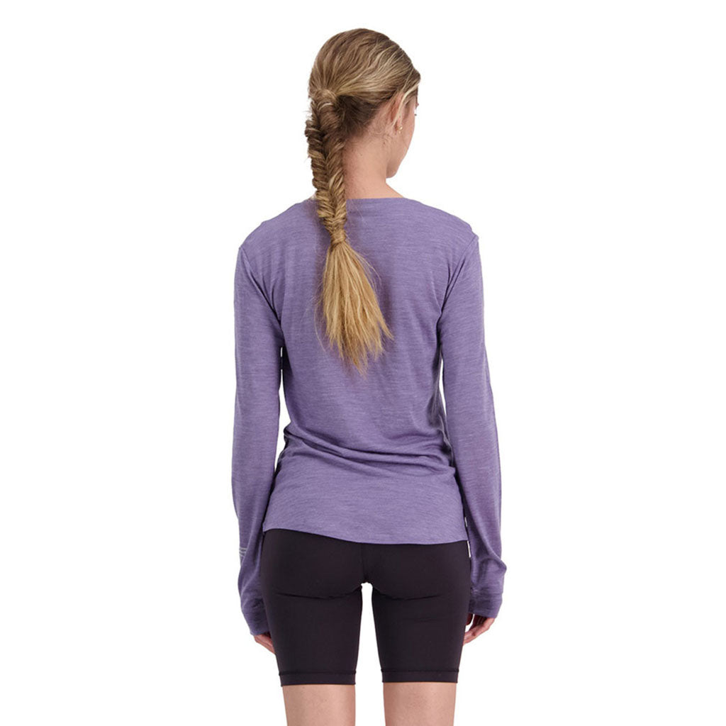 En T-Shirt, Zephyr Merino Cool LS i farven Thistle set bagfra