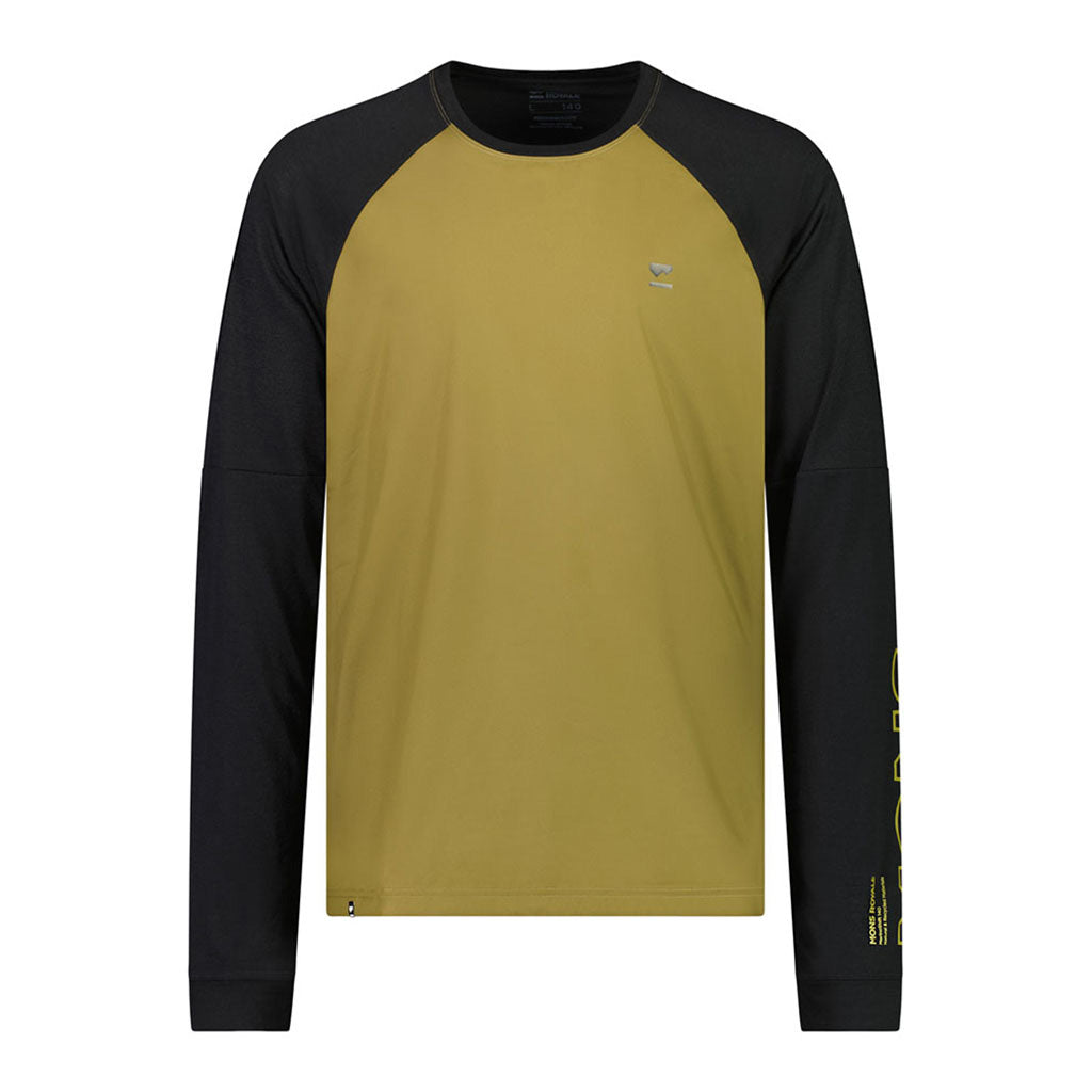 En T-Shirt, Tarn Merino Shift Wind Jersey i farven Lichen / sort set forfra