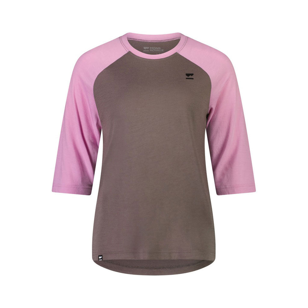 En Langærmet T-shirt, Tarn Merino Shift Raglan 3/4 i farven Pop Pink / Iron