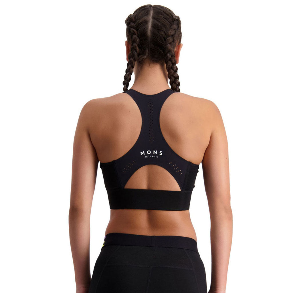 En Sports BH, Stratos Merino Shift i farven sort set bagfra