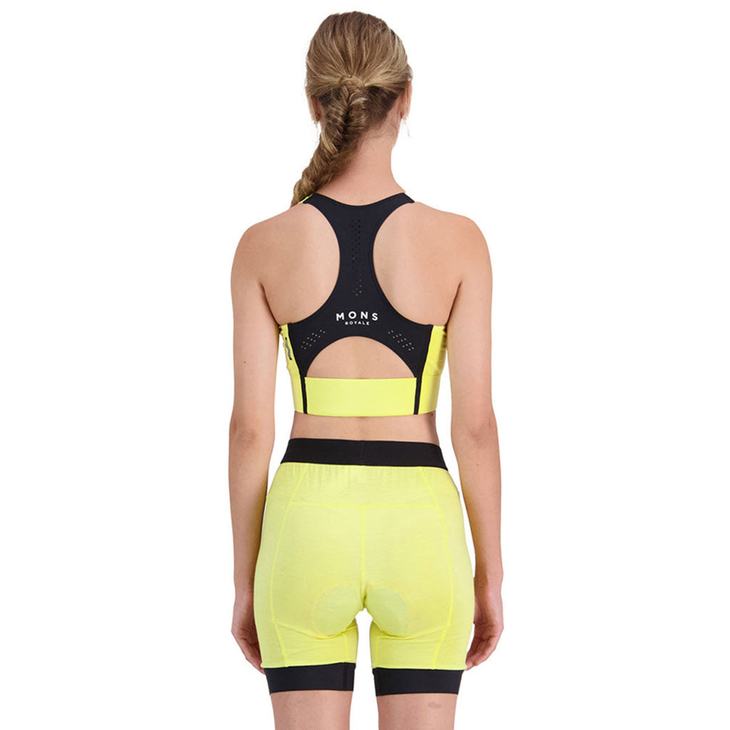 En Sports BH, Stratos Merino Shift i farven Lemonade set bagfra