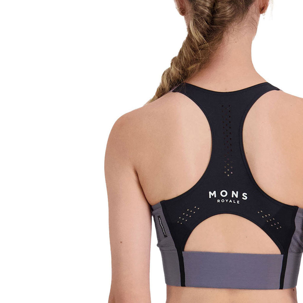 En Sports BH, Stratos Merino Shift i farven Shark set bagfra