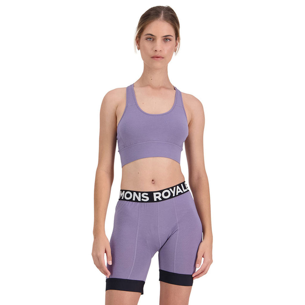 En Sports BH, Stratos Merino Shift i farven Thistle set forfra