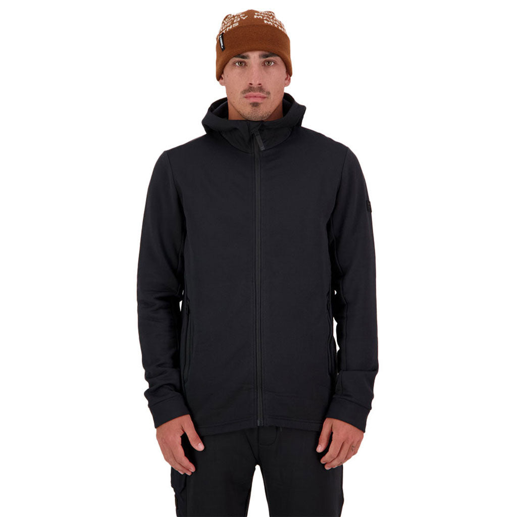 Arcadia Merino Fleece Hoody Midlayer i farven sort set forfra