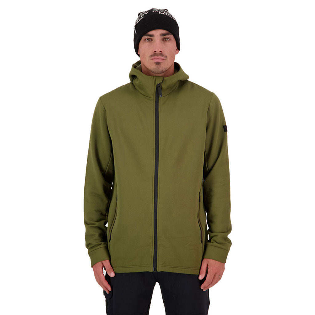 Arcadia Merino Fleece Hoody Midlayer i farven Dark Olive set forfra