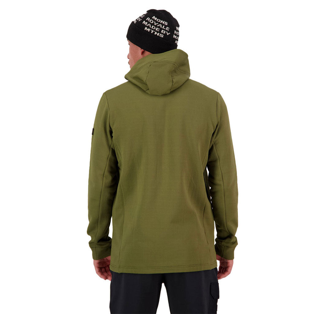 Arcadia Merino Fleece Hoody Midlayer i farven Dark Olive set bagfra