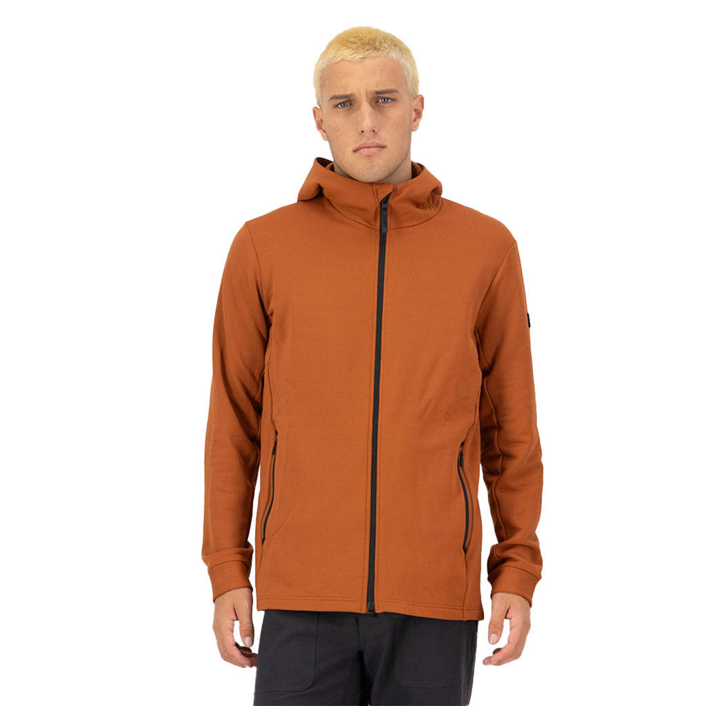 Arcadia Merino Fleece Hoody Midlayer i farven Ginger set forfra