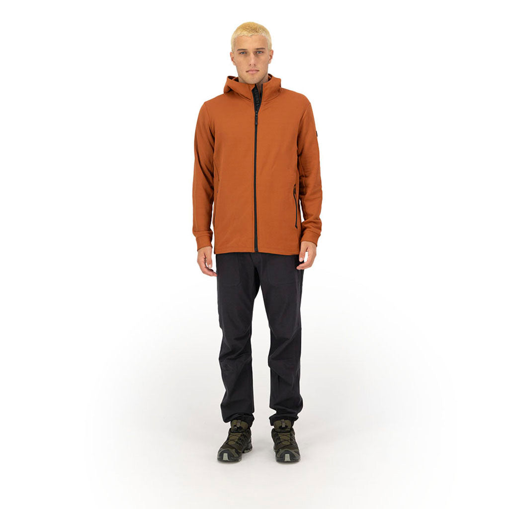 Arcadia Merino Fleece Hoody Midlayer i farven Ginger set forfra