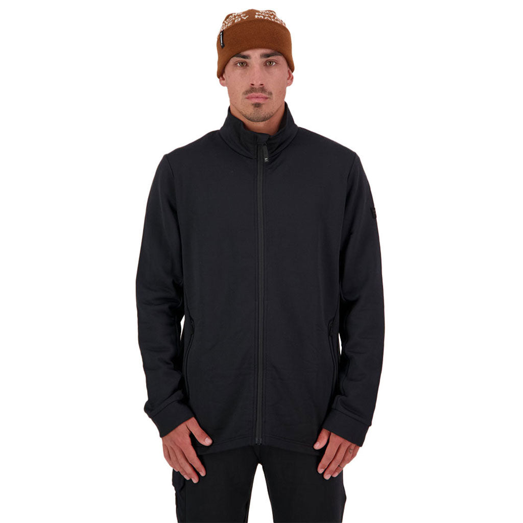 Arcadia Merino Fleece Midlayer i farven sort set forfra på model