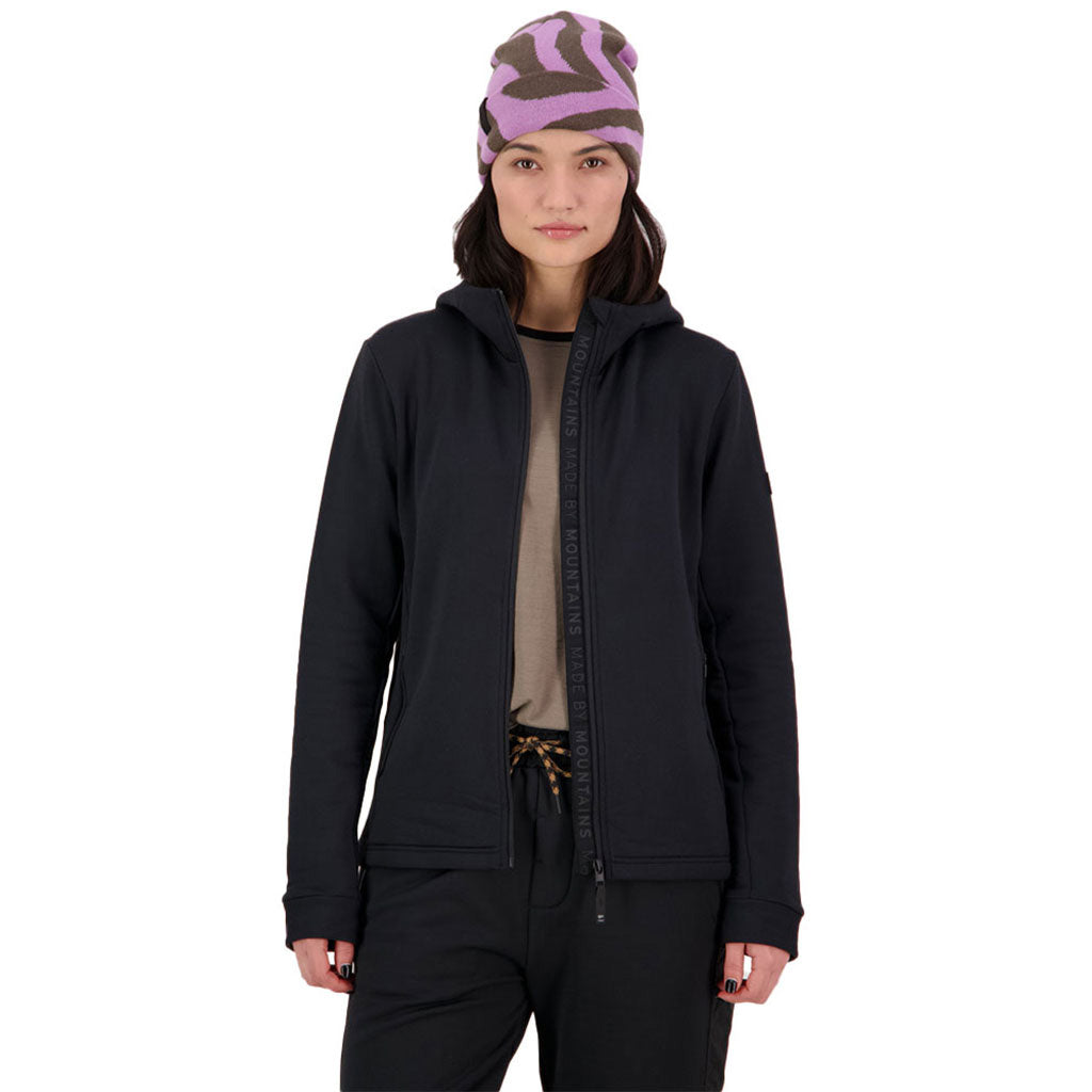 Arcadia Merino Fleece Hoody Midlayer i farven sort set forfra