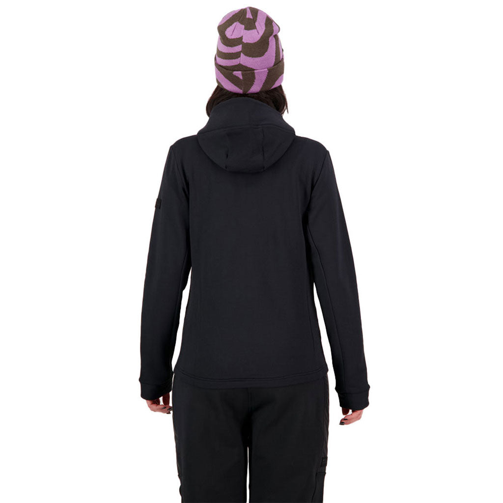 Arcadia Merino Fleece Hoody Midlayer i farven sort set bagfra